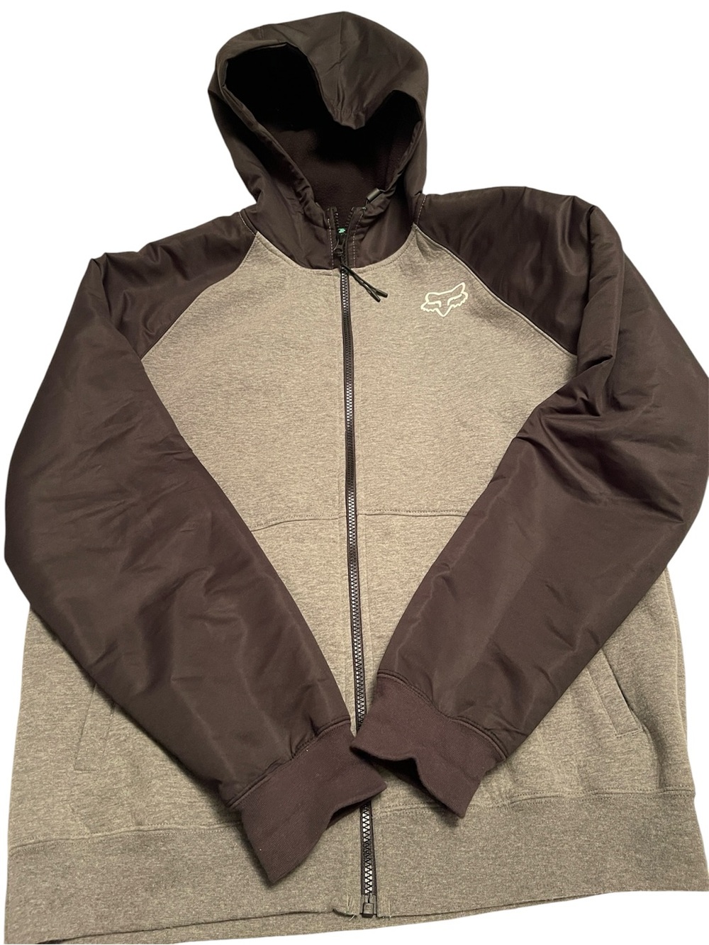 Fox Hooded Zip Jacket in Gray and Black large men
